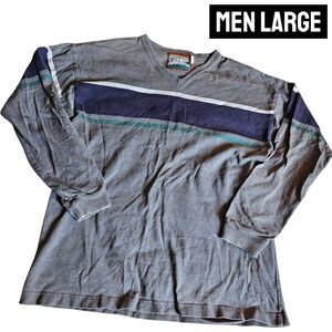 Vintage Columbiaknit Rugby Northwest Striped VNeck Sweater USA Made Men Large